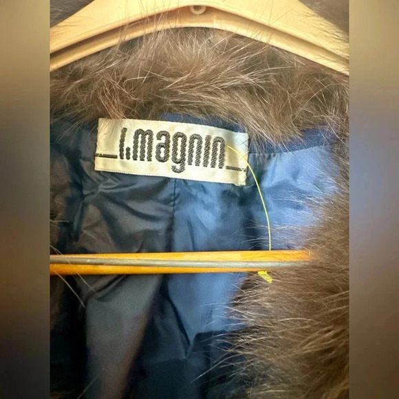 Vintage Blue Wool Coat With Fur Collar - Picture 2 of 5